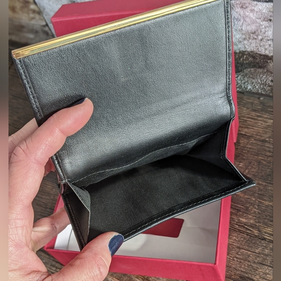 ⚡SOLD⚡Salvatore Ferragamo Leather Bifold Wallet w. Grommets + Scallop Edge - Picture 3 of 16